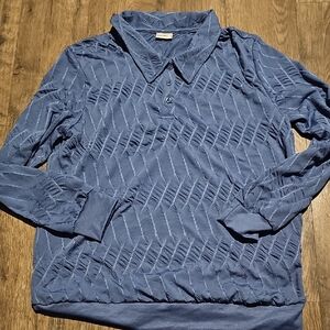 VINTAGE American Sweetheart Shirt Blue Textured Women Large PullOver Long